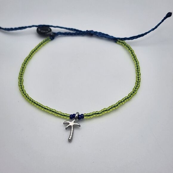 Pura Vida Blue & Green Beaded Adjustable Cord Palm Tree Bracelet - Picture 3 of 3